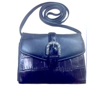 Brighton crossbody small wallet with removable strap in black and brown leather